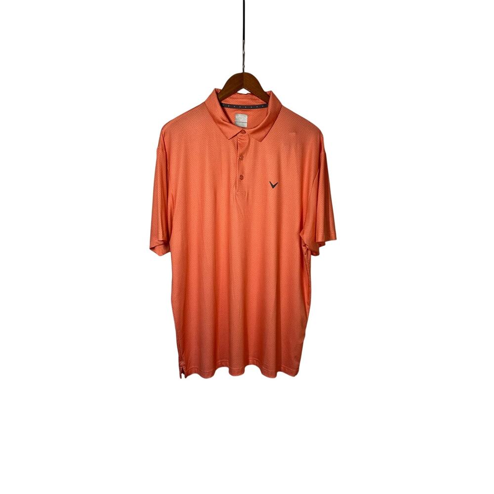 Callaway Opti‑Dry Men’s XL Golf Polo Orange Geometric Performance Shirt